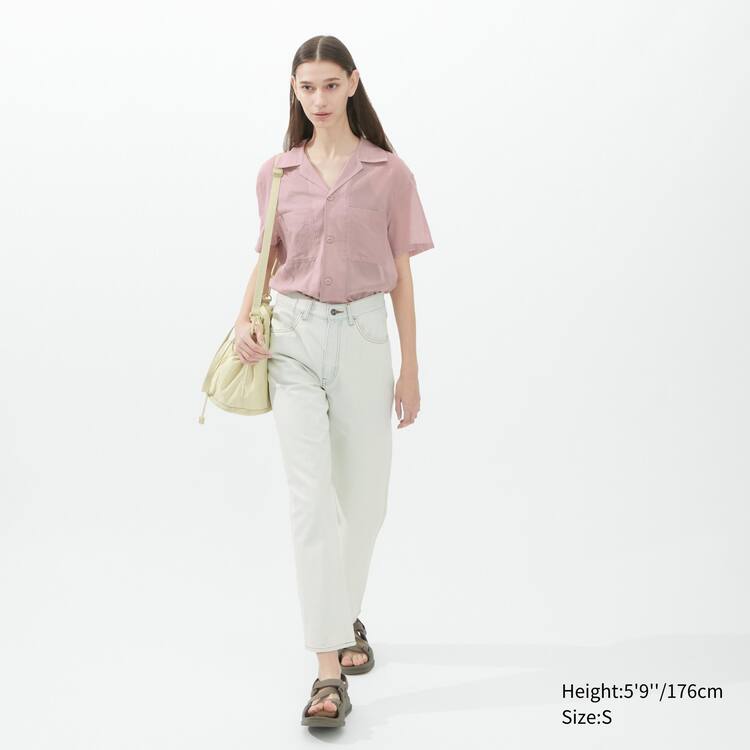 Uniqlo U Sheer Kratke Sleeved Kosele Damske Ruzove | ABGMHR-085