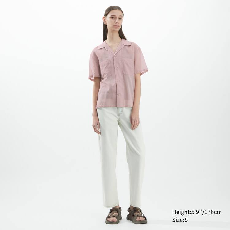 Uniqlo U Sheer Kratke Sleeved Kosele Damske Ruzove | ABGMHR-085