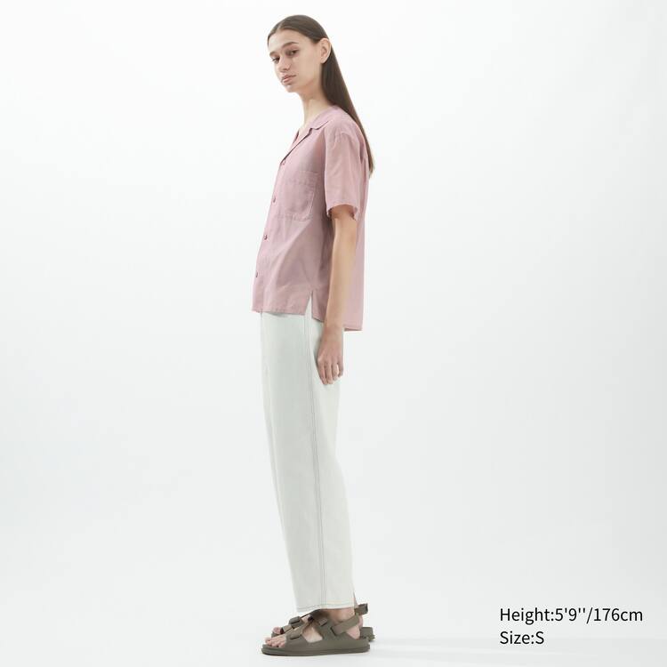 Uniqlo U Sheer Kratke Sleeved Kosele Damske Ruzove | ABGMHR-085