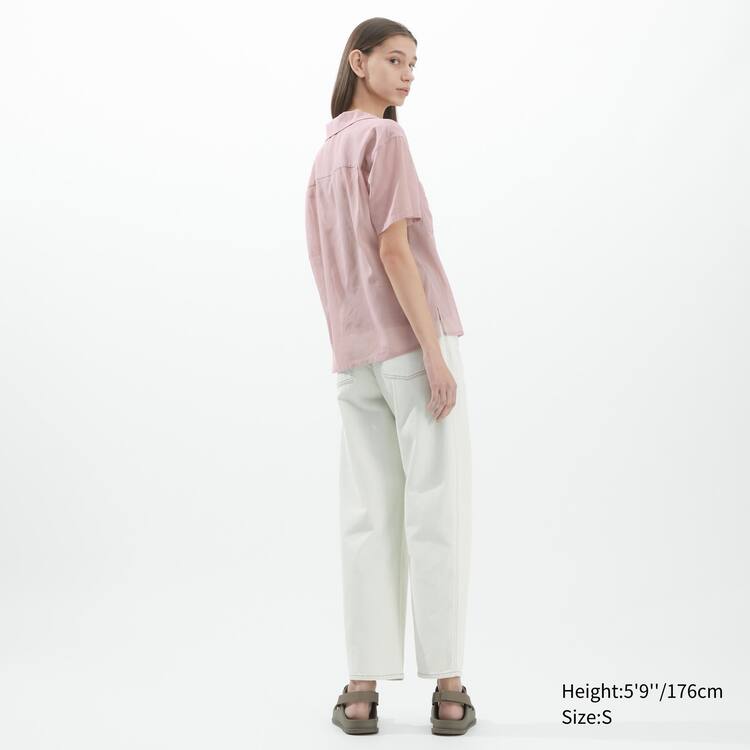 Uniqlo U Sheer Kratke Sleeved Kosele Damske Ruzove | ABGMHR-085