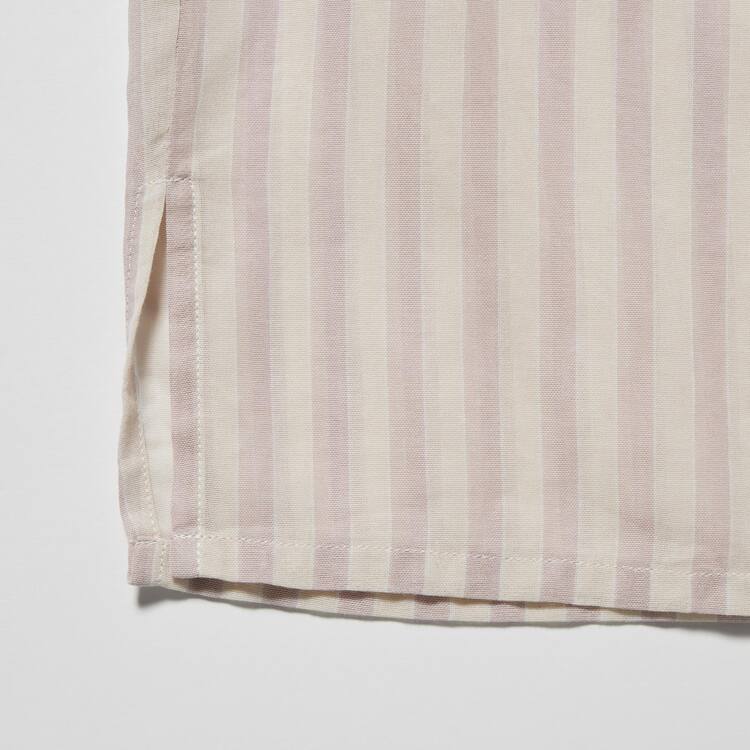 Uniqlo U Sheer Pruhované Kratke Sleeved Kosele Damske Ruzove | ZQMPDK-617
