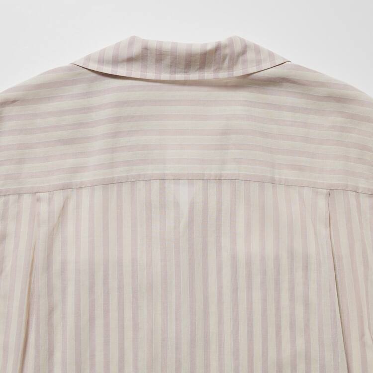 Uniqlo U Sheer Pruhované Kratke Sleeved Kosele Damske Ruzove | ZQMPDK-617