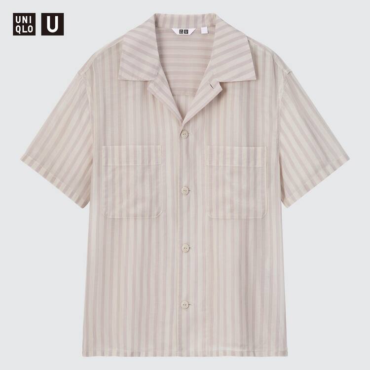Uniqlo U Sheer Pruhované Kratke Sleeved Kosele Damske Ruzove | ZQMPDK-617