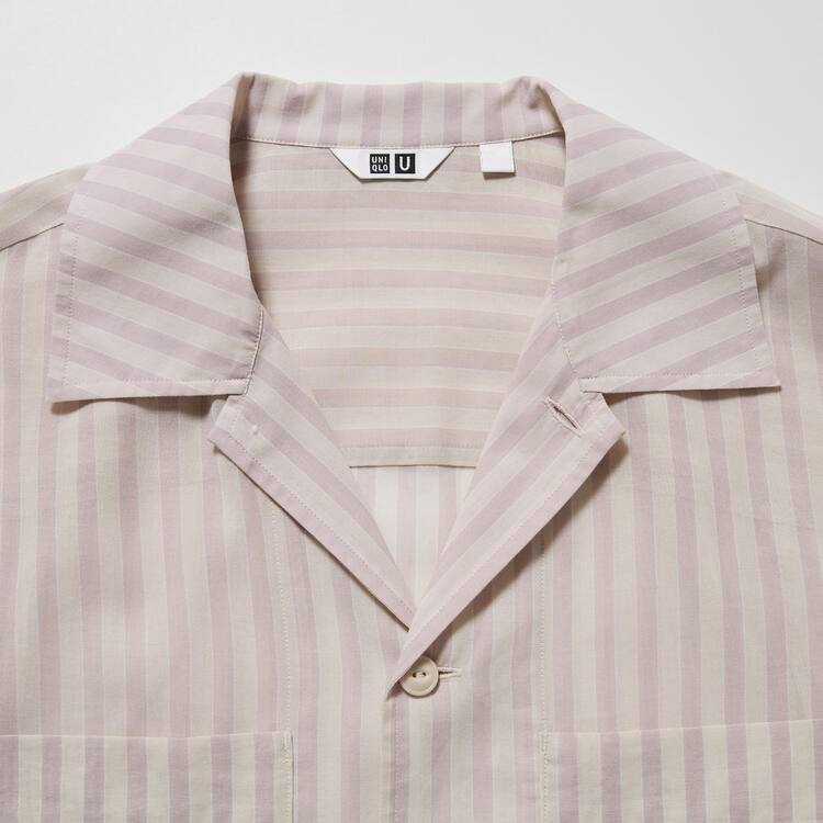 Uniqlo U Sheer Pruhované Kratke Sleeved Kosele Damske Ruzove | ZQMPDK-617