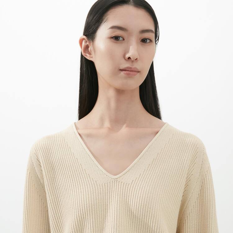 Uniqlo U V Neck Pleteniny Damske Béžové | JFKMYU-985