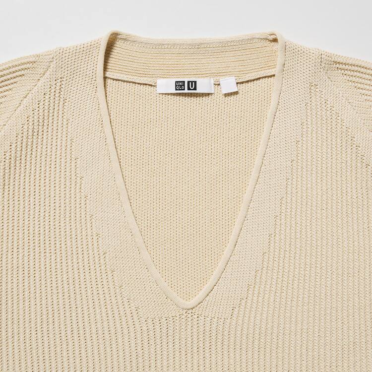 Uniqlo U V Neck Pleteniny Damske Béžové | JFKMYU-985