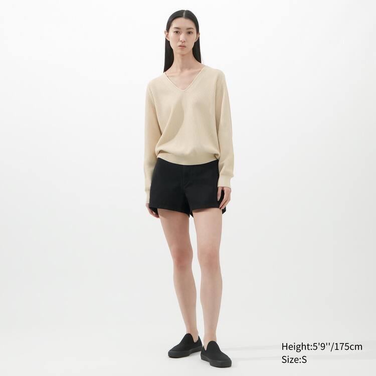 Uniqlo U V Neck Pleteniny Damske Béžové | JFKMYU-985