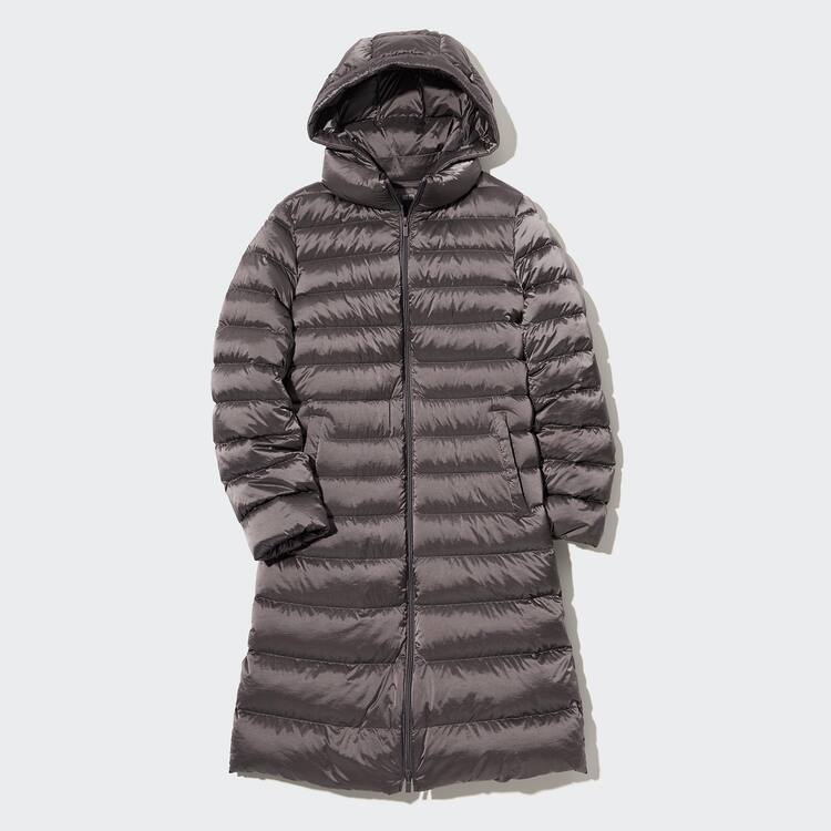 Uniqlo Ultra Light Down Chambray Long Kabáty Damske Hnede | UELQWV-396