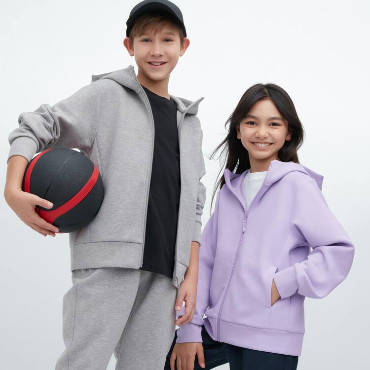 Uniqlo Ultra Stretch Dry Sweat Zipped Mikiny S Kapucňou Detske Siva | QWLGBY-134