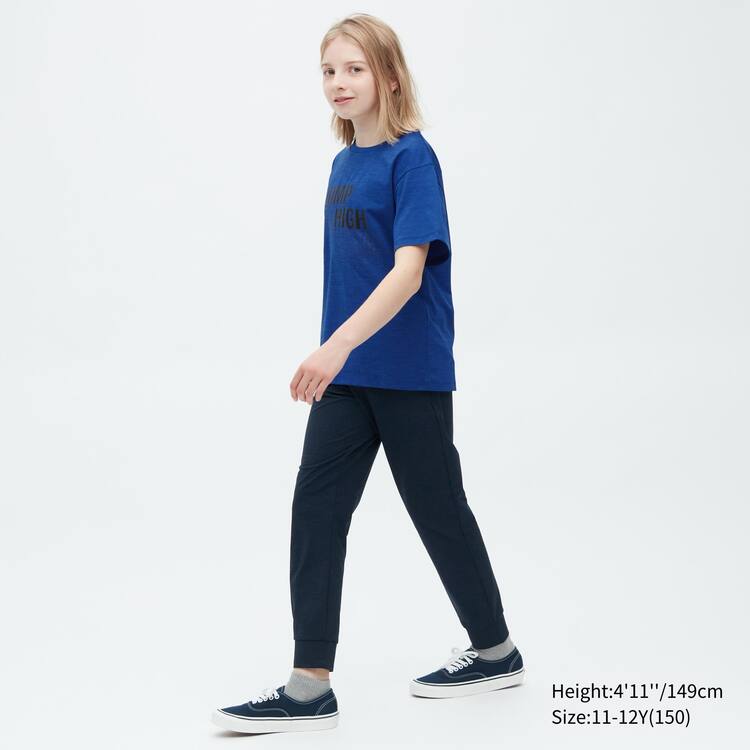 Uniqlo Ultra Stretch Dry-ex Crew Neck Kratke Sleeved Tricko Detske Modre | NLYZQE-243