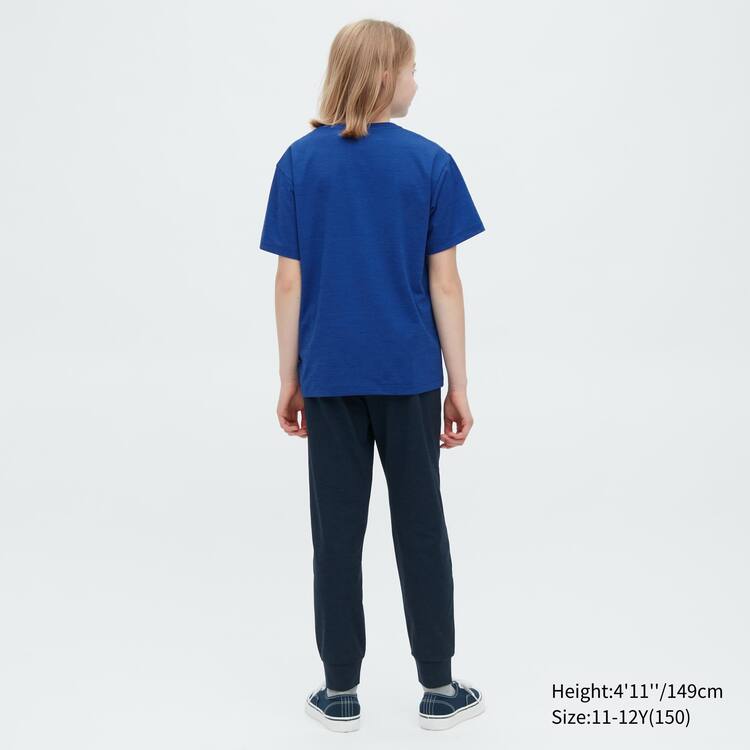 Uniqlo Ultra Stretch Dry-ex Crew Neck Kratke Sleeved Tricko Detske Modre | NLYZQE-243