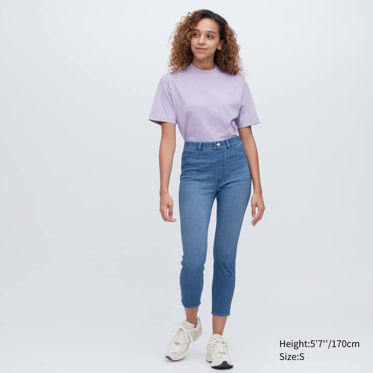 Uniqlo Ultra Stretch High Rise Cropped Leginy Damske Modre | EOFULA-351