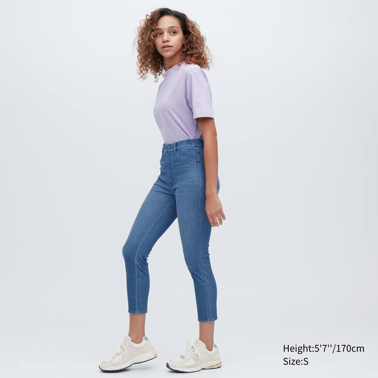 Uniqlo Ultra Stretch High Rise Cropped Leginy Damske Modre | EOFULA-351