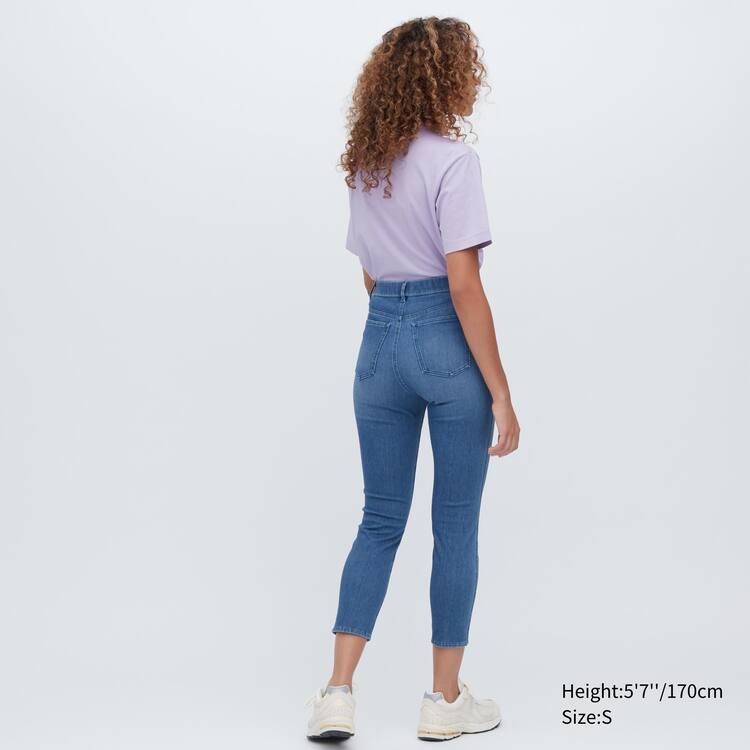 Uniqlo Ultra Stretch High Rise Cropped Leginy Damske Modre | EOFULA-351
