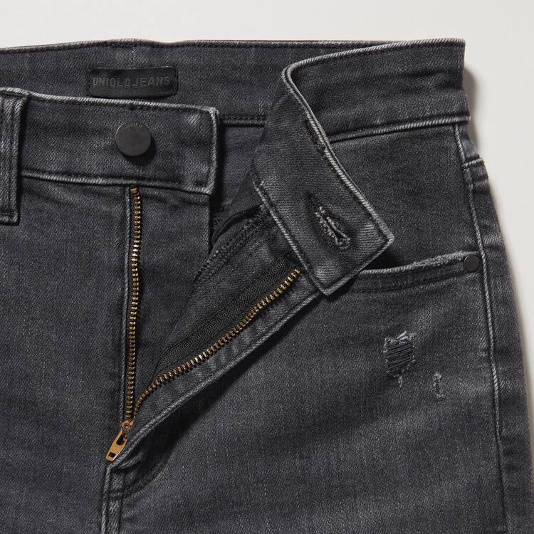 Uniqlo Ultra Stretch High Rise Vychudnutý Fit Distressed Džínsy Damske Siva | DLVUCK-457