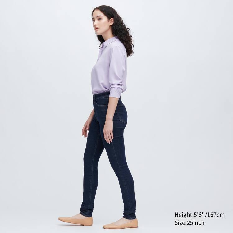 Uniqlo Ultra Stretch High Rise Vychudnutý Fit Džínsy Damske Námornícka Modrá | EUWDLH-827