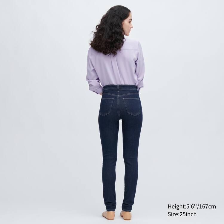 Uniqlo Ultra Stretch High Rise Vychudnutý Fit Džínsy Damske Námornícka Modrá | EUWDLH-827