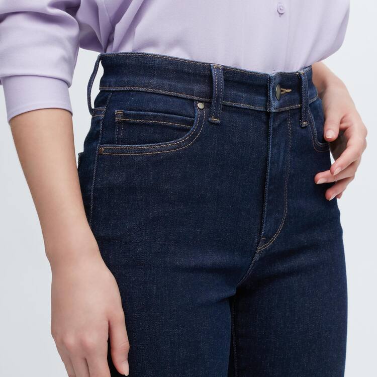 Uniqlo Ultra Stretch High Rise Vychudnutý Fit Džínsy Damske Námornícka Modrá | EUWDLH-827