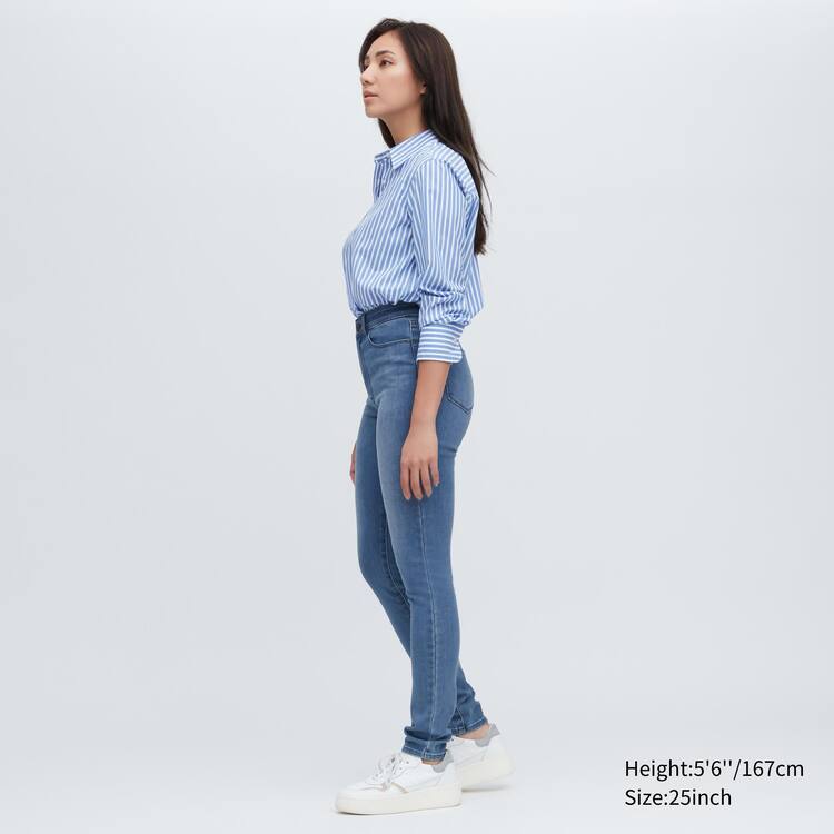 Uniqlo Ultra Stretch High Rise Vychudnutý Fit Džínsy Damske Modre | QDUGIZ-864
