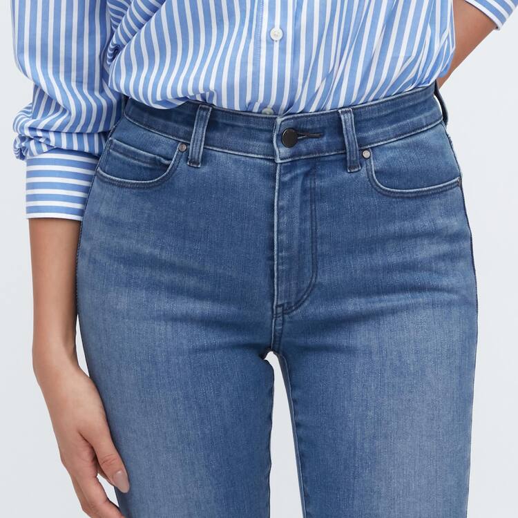 Uniqlo Ultra Stretch High Rise Vychudnutý Fit Džínsy Damske Modre | QDUGIZ-864