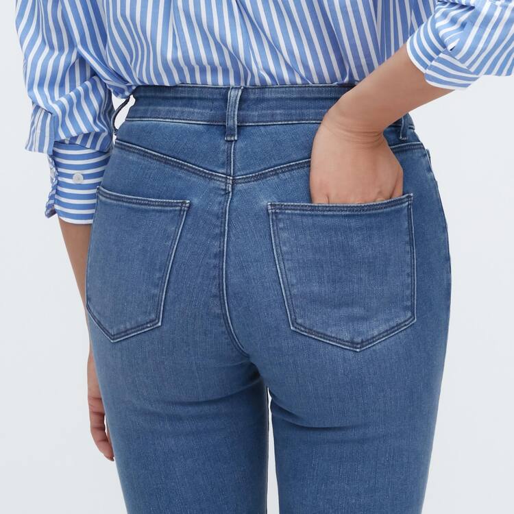 Uniqlo Ultra Stretch High Rise Vychudnutý Fit Džínsy Damske Modre | QDUGIZ-864