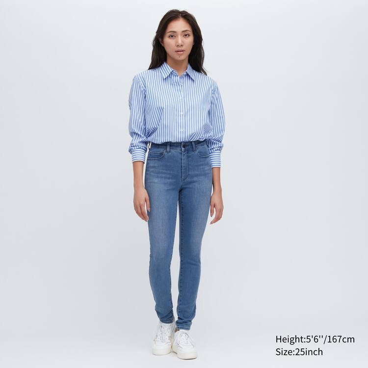 Uniqlo Ultra Stretch High Rise Vychudnutý Fit Džínsy Damske Modre | QDUGIZ-864