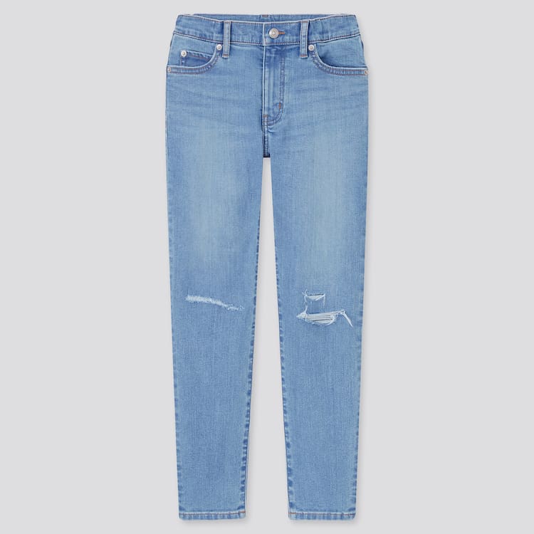Uniqlo Ultra Stretch Slim Fit Distressed (2021 Season) Nohavice Detske Modre | AUVDSL-187