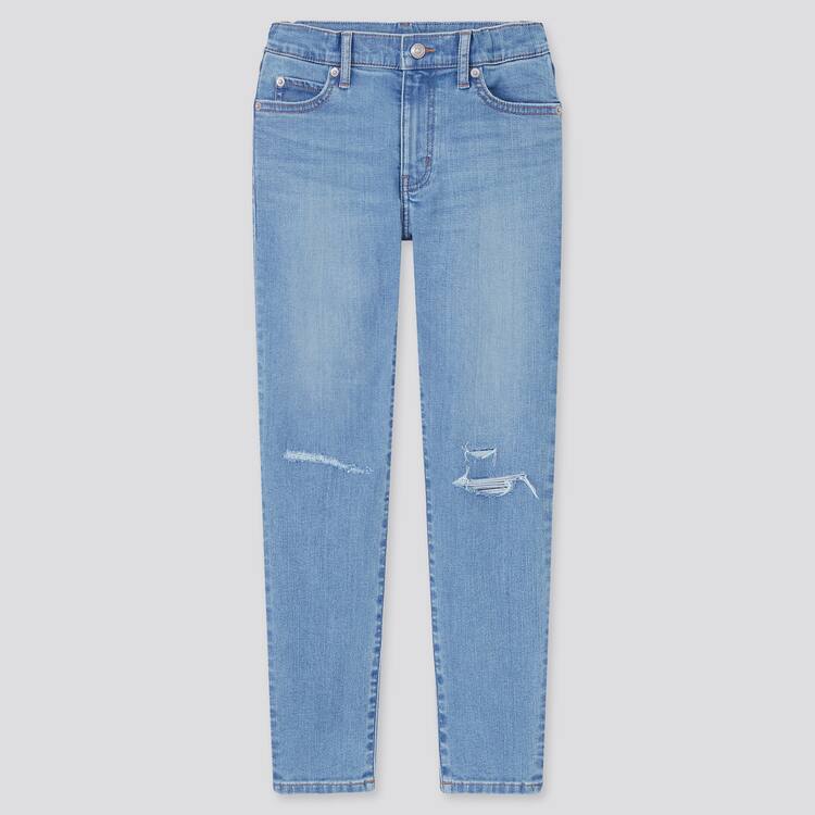 Uniqlo Ultra Stretch Slim Fit Distressed (2021 Season) Džínsy Detske Modre | OMYKZV-721