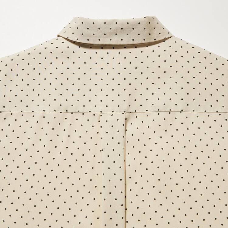 Uniqlo Viscose Dotted Long Sleeved Blúzky Damske Béžové | GJQLSC-146