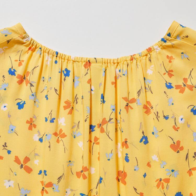 Uniqlo Viscose Flower Printed Bez Rukavov Saty Detske Žlté | TWJAUE-658