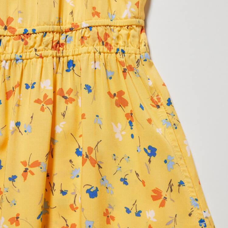 Uniqlo Viscose Flower Printed Bez Rukavov Saty Detske Žlté | TWJAUE-658