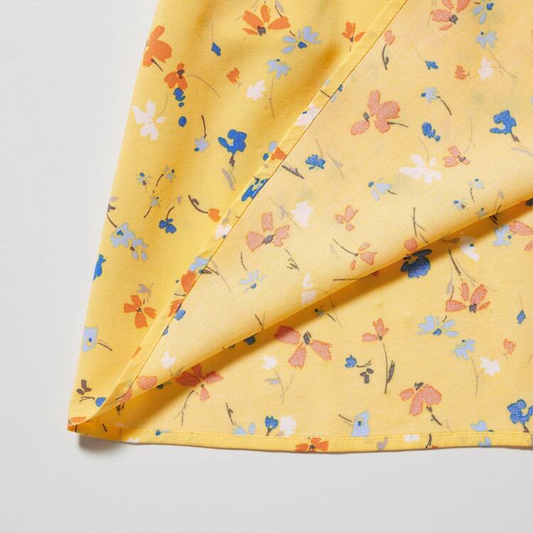 Uniqlo Viscose Flower Printed Bez Rukavov Saty Detske Žlté | TWJAUE-658