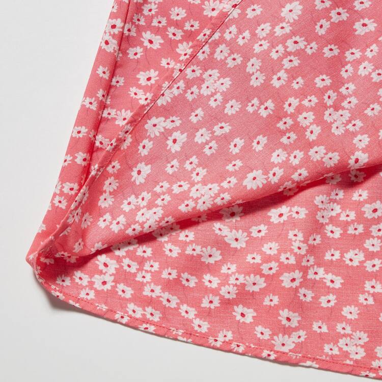 Uniqlo Viscose Flower Printed Kratke Sleeved Saty Detske Ruzove | OFNTAS-926