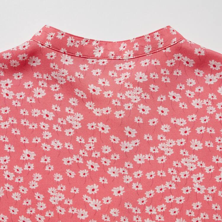Uniqlo Viscose Flower Printed Kratke Sleeved Saty Detske Ruzove | OFNTAS-926