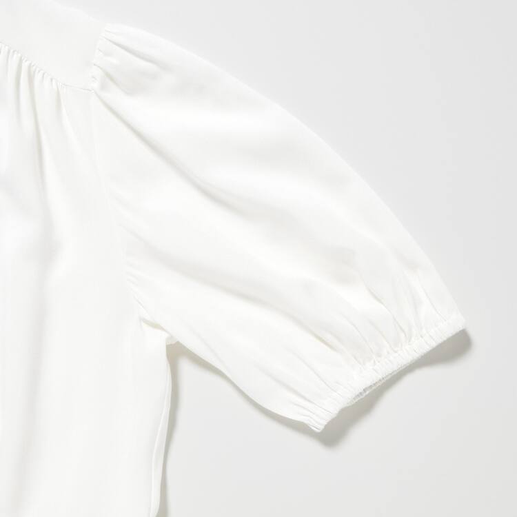 Uniqlo Viscose Lawn Kratke Sleeved Blúzky Damske Biele | FQCIET-178