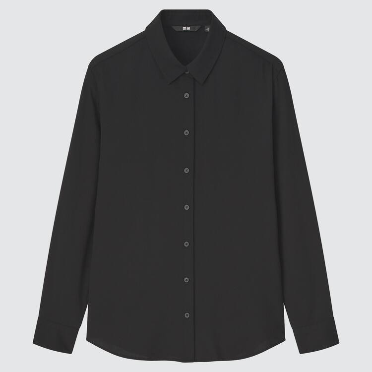 Uniqlo Viscose Long Sleeved Blúzky Damske Čierne | LYJXQU-785