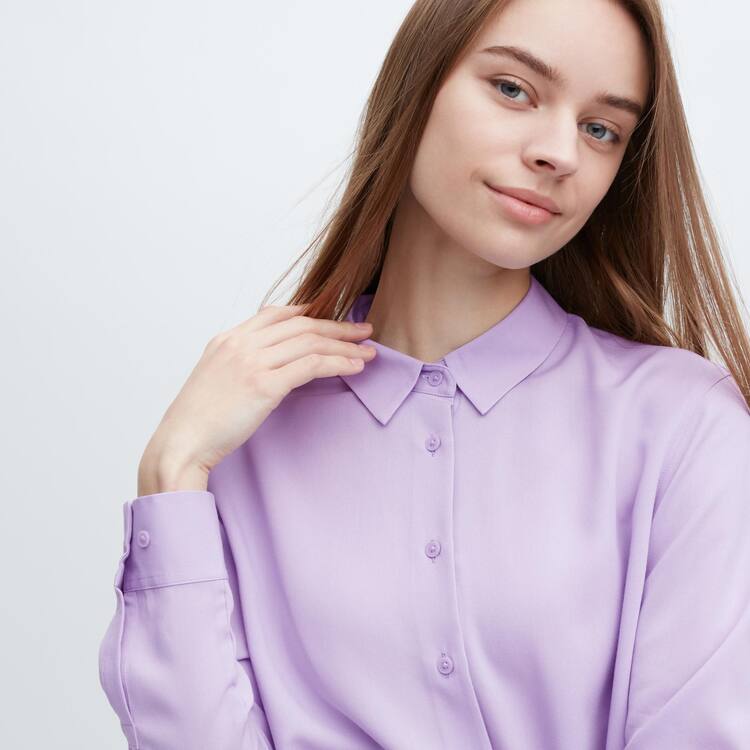 Uniqlo Viscose Long Sleeved Blúzky Damske Nachový | UWZFKR-817