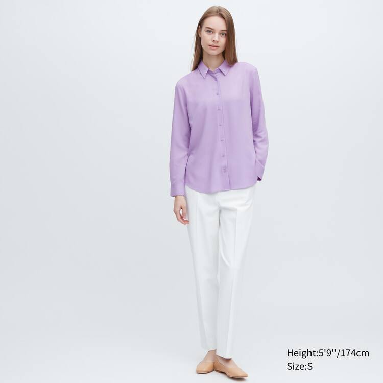 Uniqlo Viscose Long Sleeved Blúzky Damske Nachový | UWZFKR-817