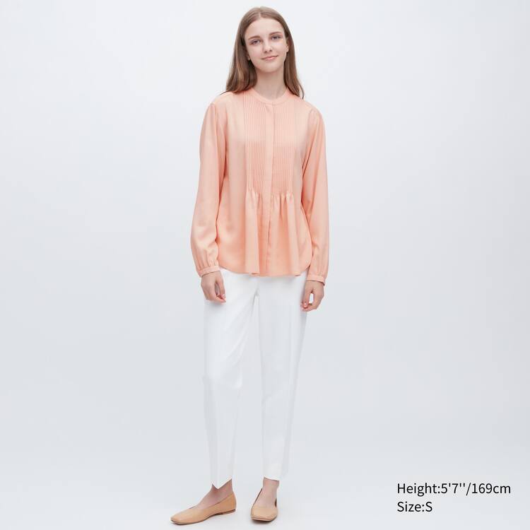 Uniqlo Viscose Pintucked Long Sleeved Blúzky Damske Koralove | AJDFKQ-891