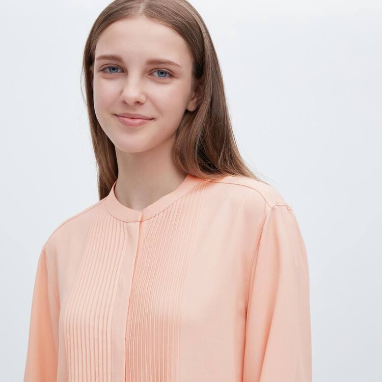 Uniqlo Viscose Pintucked Long Sleeved Blúzky Damske Koralove | AJDFKQ-891