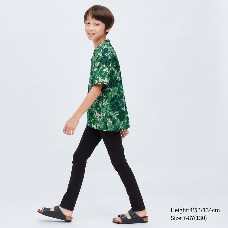Uniqlo Viscose Printed Open Collar Kratke Sleeved Kosele Detske Zelene | EOFNXV-824
