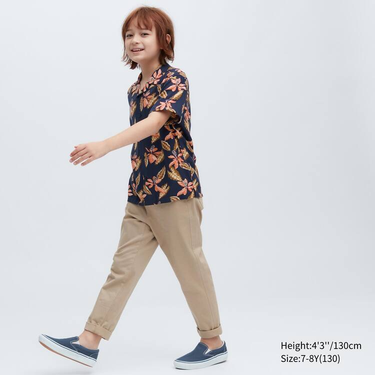 Uniqlo Viscose Printed Open Collar Kratke Sleeved Kosele Detske Námornícka Modrá | LGHRTY-732
