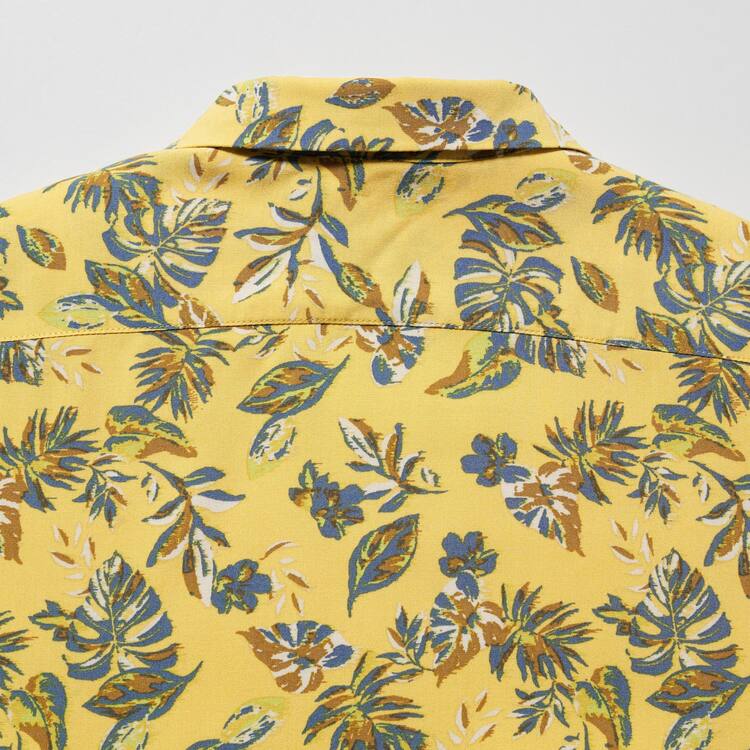 Uniqlo Viscose Printed Open Collar Kratke Sleeved Kosele Detske Žlté | REMJAC-879