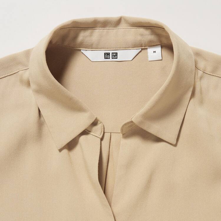 Uniqlo Viscose Skipper Collar 3/4 Sleeved Blúzky Damske Hnedožltý | RYAKIT-165
