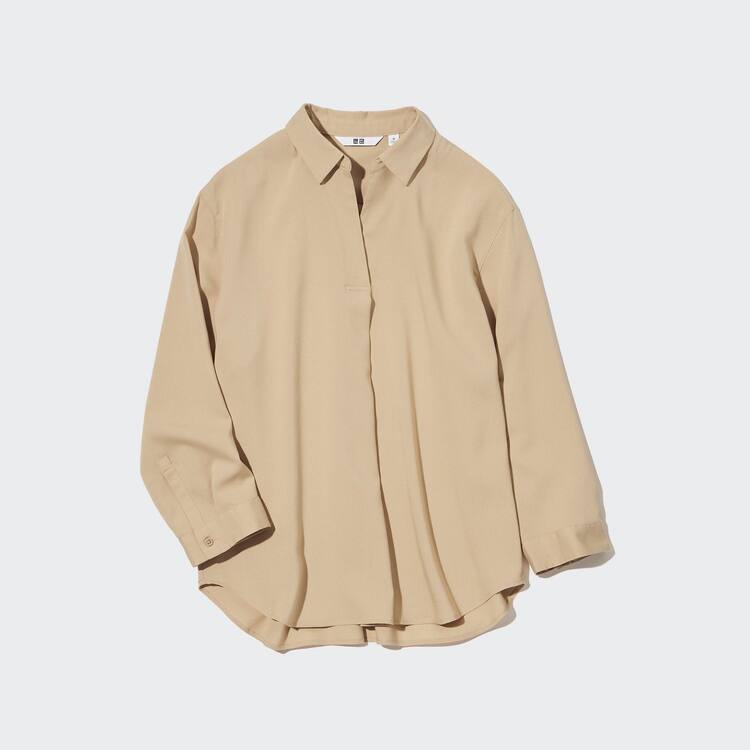 Uniqlo Viscose Skipper Collar 3/4 Sleeved Blúzky Damske Hnedožltý | RYAKIT-165