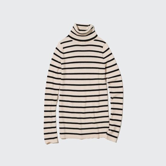 Uniqlo 100% Extra Fine Merino Rebrovaný Turtleneck Pleteniny Damske Biele | STZDIM-287