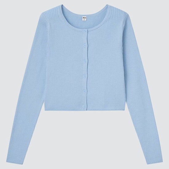 Uniqlo 100% Supima Bavlnene Cropped Kardigán Damske Modre | WVRPEN-481