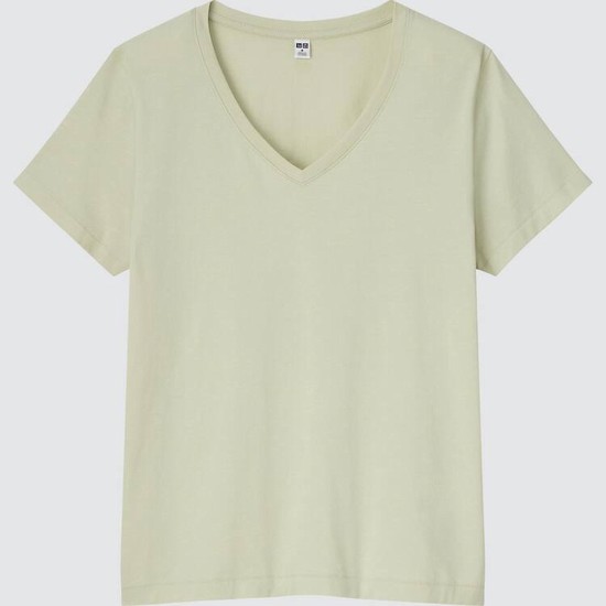 Uniqlo 100% Supima Bavlnene V Neck Tricko Damske Svetlo Zelene | KEZWIM-954