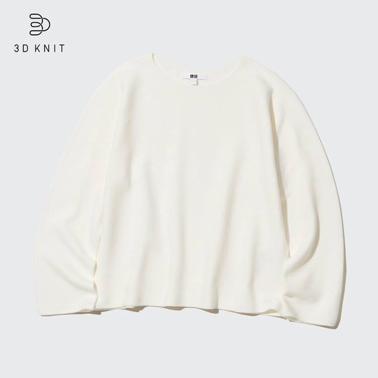 Uniqlo 3d Knit Seamless Bavlnene Crew Neck Pleteniny Damske Biele | NUHEDJ-512