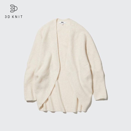 Uniqlo 3d Knit Seamless Soufflé Yarn Kardigán Damske Biele | OMBEYS-189